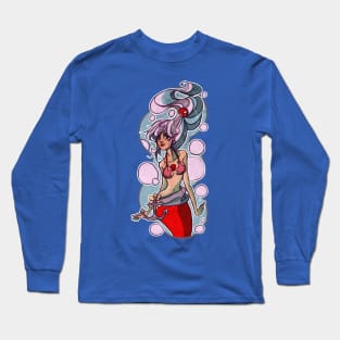 Pretty Silver Haired Mermaid Long Sleeve T-Shirt